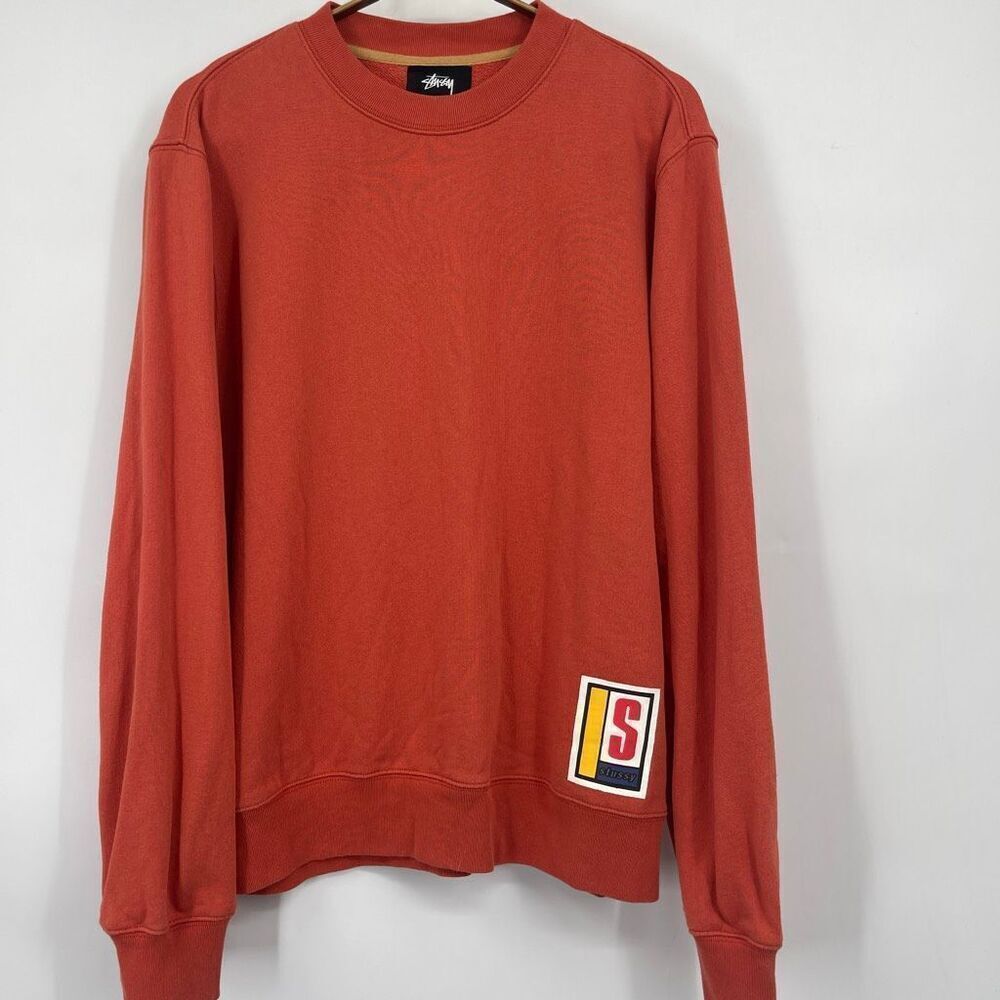 Stüssy orange crewneck sweatshirt vintage accent Sz SM